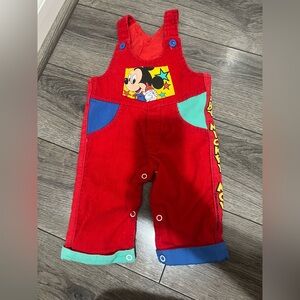 Disney Red Overalls with Mickey Mouse Design